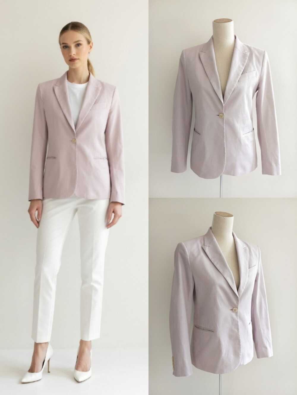 Like New Filippa K Sasha Twill Cotton  Lavender Single-Button Tailored Blazer